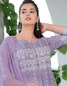 Lavender Anarkali 3 Piece Suit Set