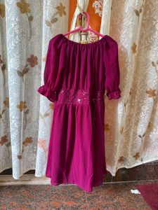 Magenta Off-Shoulder Dress