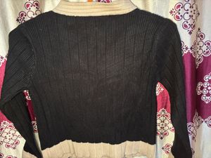 Elegant Black &amp; Cream Cardigan