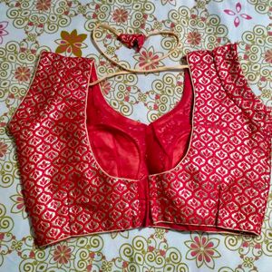 Red Blouse With Golden Embroidery