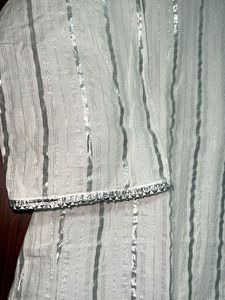 Ethnic Shiny White Straight Kurta