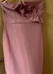 Girls on film Halcyon Dusky pink dress Strapless