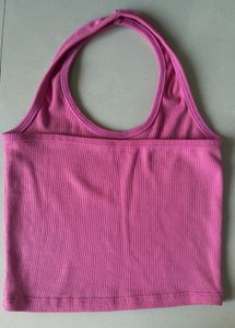 Pink Halter Crop Top