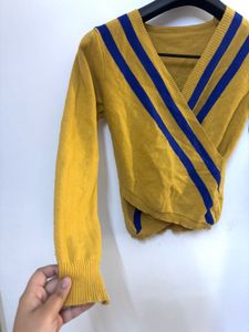 Striped Wrap style woollen top