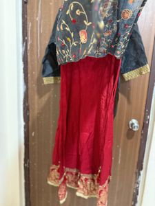 Black And Red Anarkali Kirti XXL Size New W/o Tag
