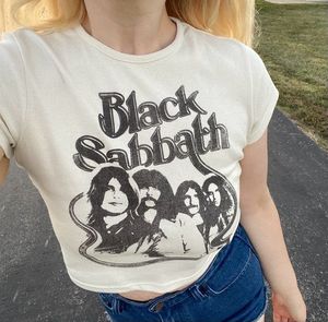 H&M Black Subbath Crop Tee
