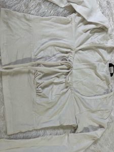 White Deep Neck Top