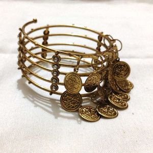 Golden Coin Charm Bangle Set