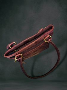 Ladies Hand Begs Genuine Leather Red Horns