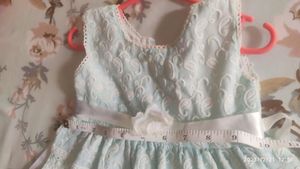 Powder Blue Embroidered Frock For Baby