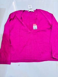 Magenta V-Neck Top