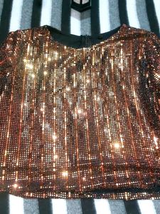 Party Wear Sequins Top Gold