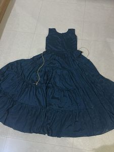 Elegant Navy Blue Tiered full Flare Dress