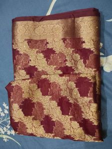 Elegant Brown &amp; Gold Saree