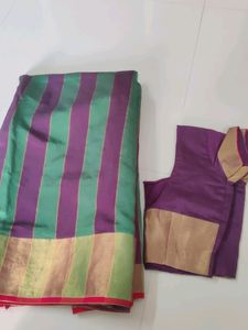 Cotton Silk Saree With Stitched Blouse