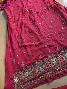 pink kurti with stones