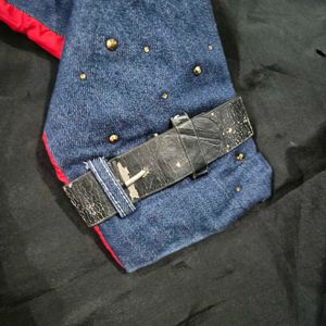 Unique Denim &amp; Red Jacket/ puffer