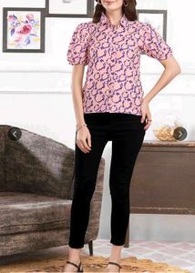 Pink Floral Puff Sleeve Top