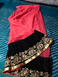 Pink Ghagra Black Border