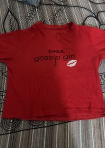 Red “ Gossip Girl&#34; Long Sleeve Top