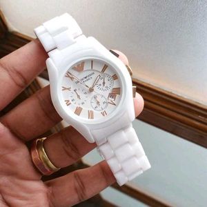 EMPORIO ARMANI CERAMIC WHITE MEN&#39;S PREMIUM WATCH