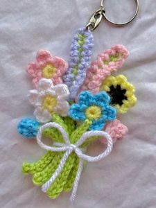 Crochet Flower Bouquet Keychain