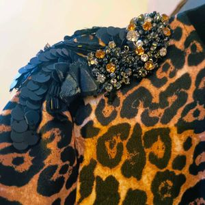 Leopard Print Embellished Jacket