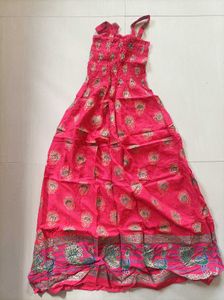 Pink Peacock Print Maxi Dress