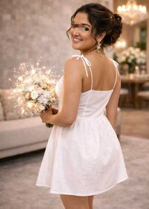 Chic White Mini Sundress || সেলিব্রেটিদের কালেকশন