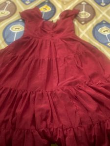 Maroon Tiered Midi Dress