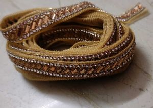 Gold Embellished Stone Lace Border