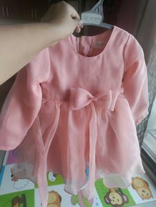 New Peach Full Sleeved Frock For Baby Girl