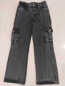 Charcoal cargo jeans.