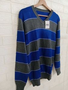 Zara Striped V-Neck Sweater