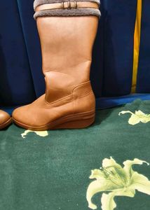 Leather Wedge Winter Boots