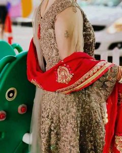 Elegant Grey &amp; Red Indian Outfit