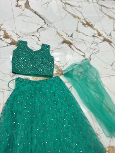 A Beautiful Lehanga In Sea Green Colour