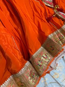 Orange 7 meter gher lehenga //size M To XXL