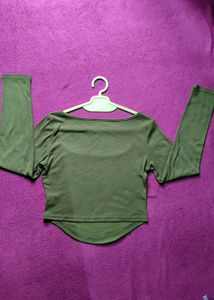 Olive Green Long Sleeve Top