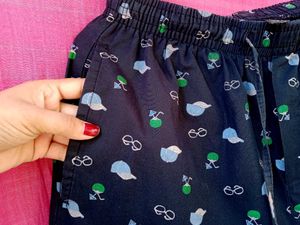 Navy Blue Printed Payjama With Back Side Pocket