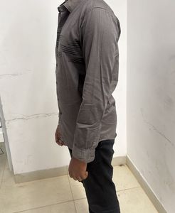 Twills Gray Casual Button-Down Shirt