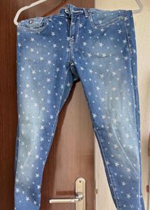 Star Print Denim Jeans