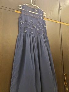 Elegant Navy Blue Embellished Dress