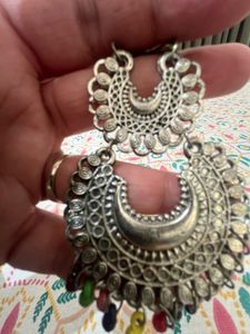 TWO PAIR Of Boho Silver Hoop Earrings