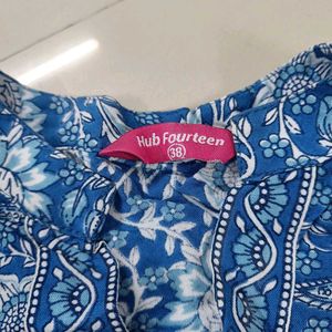 Blue Floral Print Top