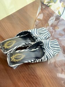 Zebra Print Square Toe Slides
