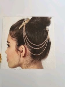Gold Hair Jewelry with Rhinestone