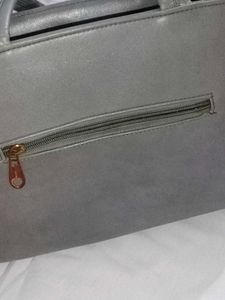 Gray Leather Tote Bag