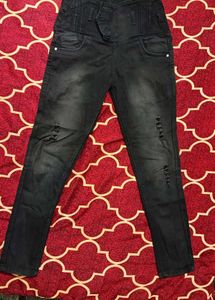 Slim Fit Distressed Black Denim Jeans