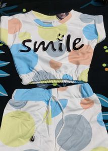 New Cute 'Smile' Top & Shorts Set Western Wear